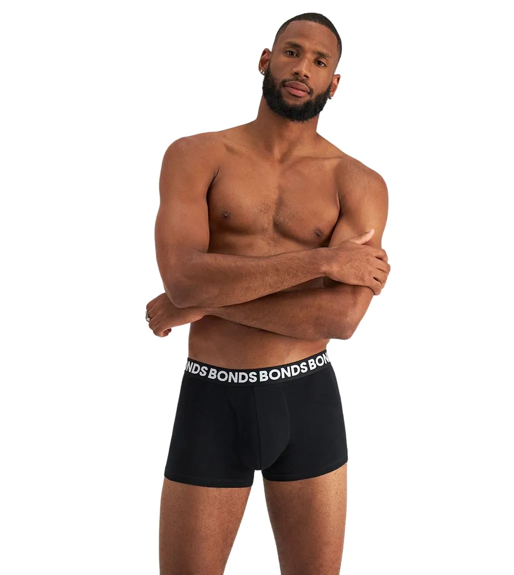 3 x Bonds Mens Everyday Trunks Underwear Grey / Black / Blue Undies