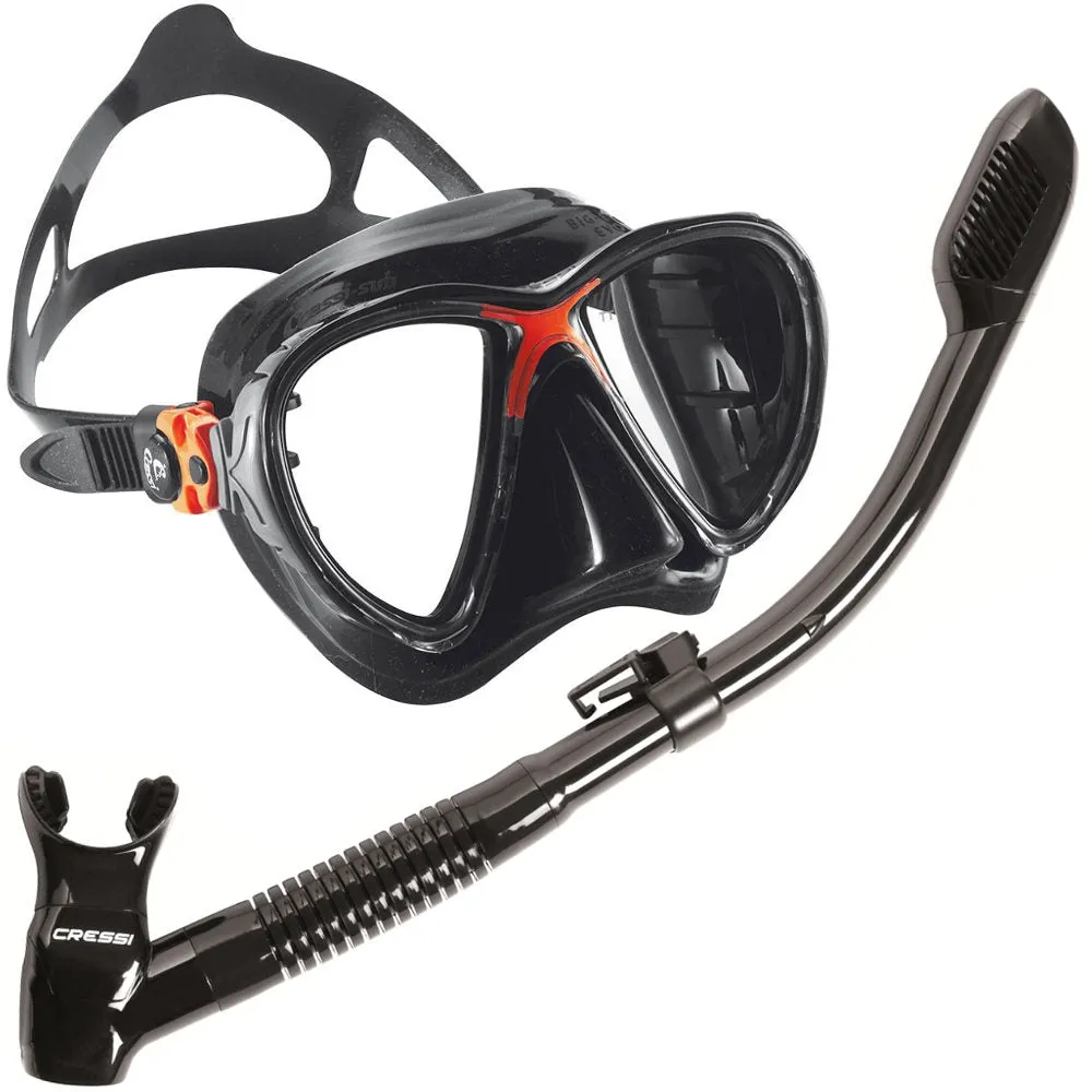 Cressi Big Eyes Evolution Adult Size Scuba Mask Supernova Dry Adult Size Snorkel Packages