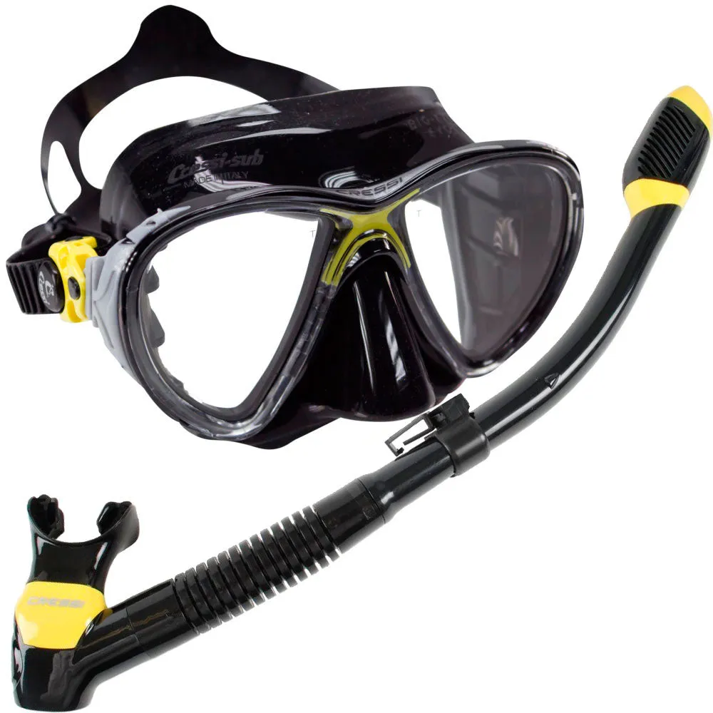 Cressi Big Eyes Evolution Adult Size Scuba Mask Supernova Dry Adult Size Snorkel Packages