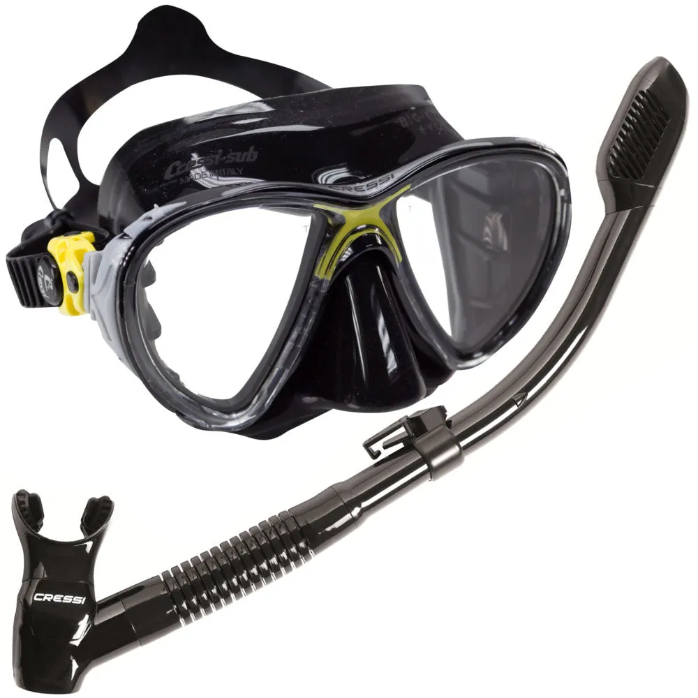 Cressi Big Eyes Evolution Adult Size Scuba Mask Supernova Dry Adult Size Snorkel Packages