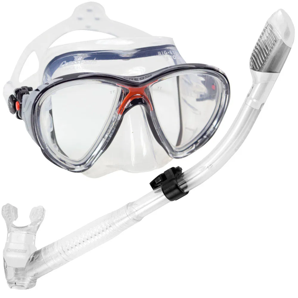 Cressi Big Eyes Evolution Adult Size Scuba Mask Supernova Dry Adult Size Snorkel Packages