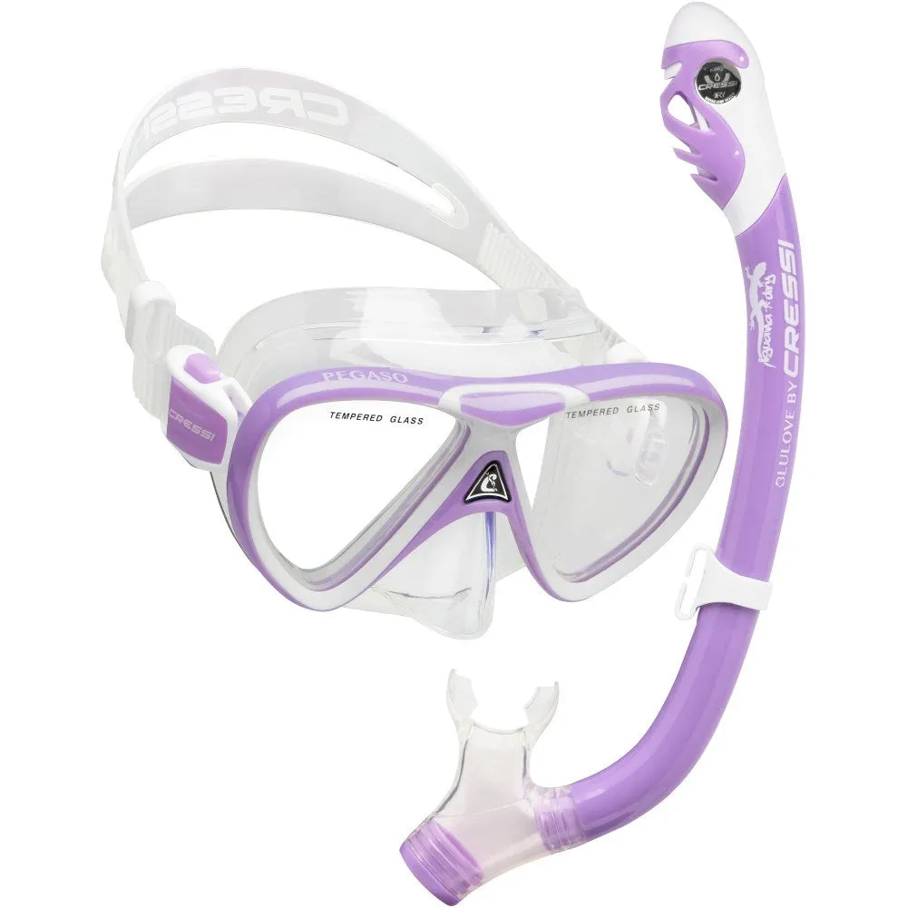 Cressi Pegaso Dive Mask & Iguana Dry Snorkel Junior Set