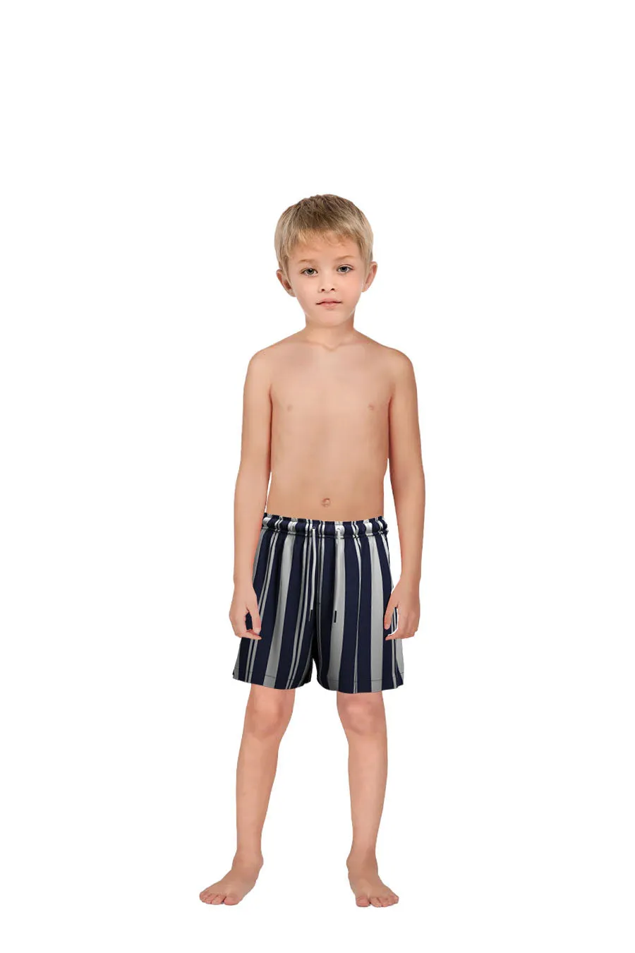 Navy Stripes - Kids Swim Trunks