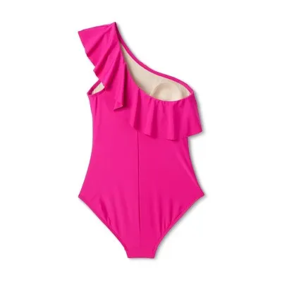 New - Kona Sol Women's Ruffle One Piece Swimsuit One Shoulder Swimwear