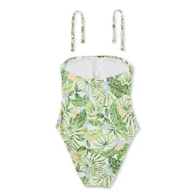 New - Shade & Shore Women's Bandeau One Piece Swimsuit Cut Out High Leg Swimwear