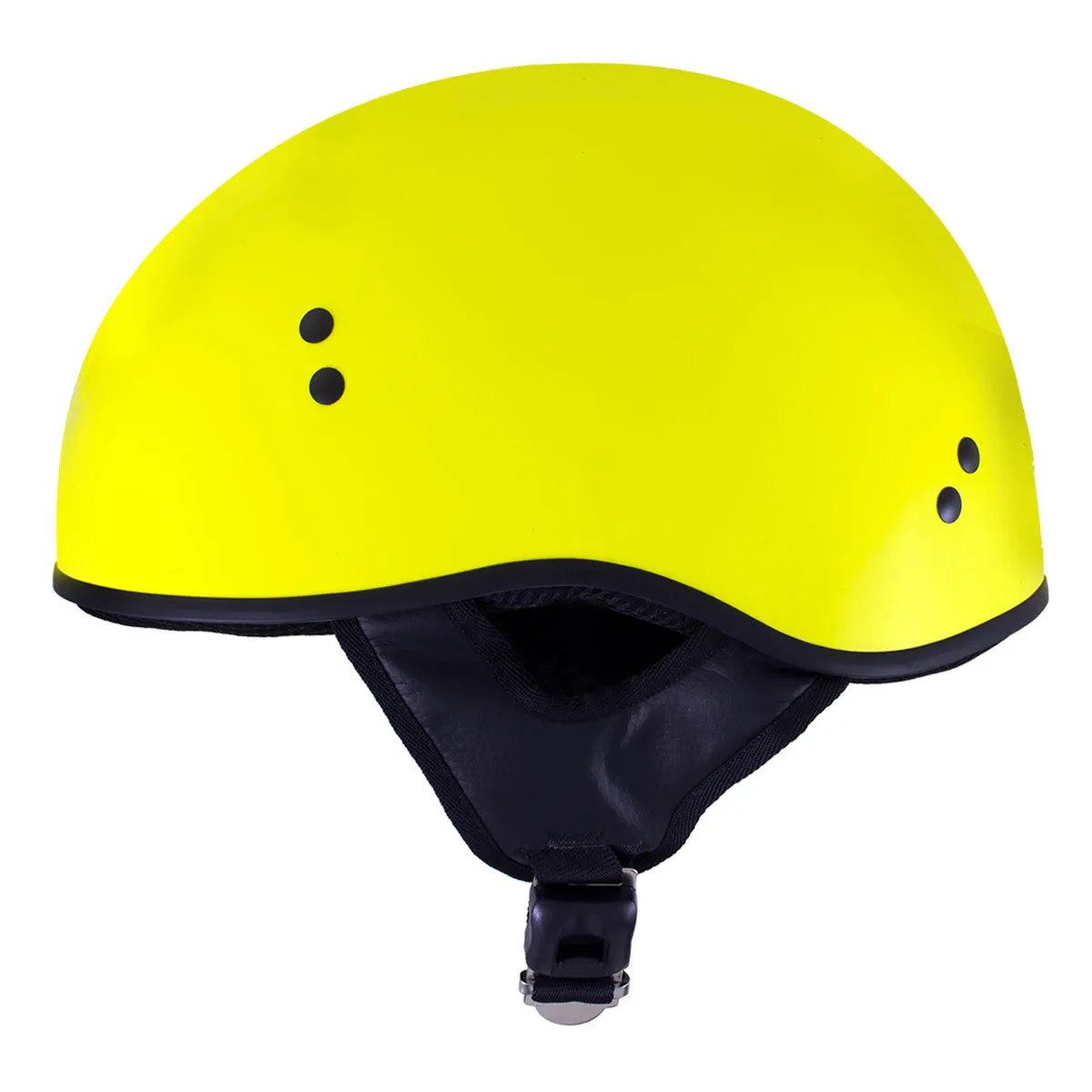 Outlaw T68 'The O.G.' Hi-Vis Yellow Advanced Motorcycle Skull Cap Half DOT Helmet