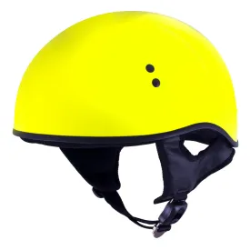 Outlaw T68 'The O.G.' Hi-Vis Yellow Advanced Motorcycle Skull Cap Half DOT Helmet