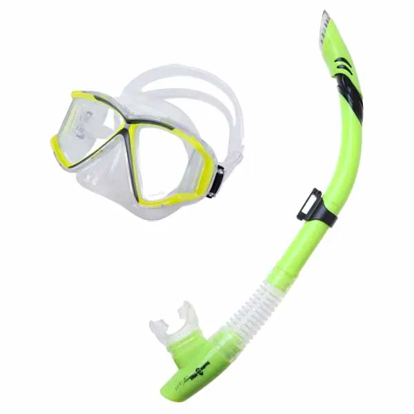 Scuba Max MK-118 Evora Mask, SK-164 Dry Pro Snorkel and Mask Bag Snorkel Combo