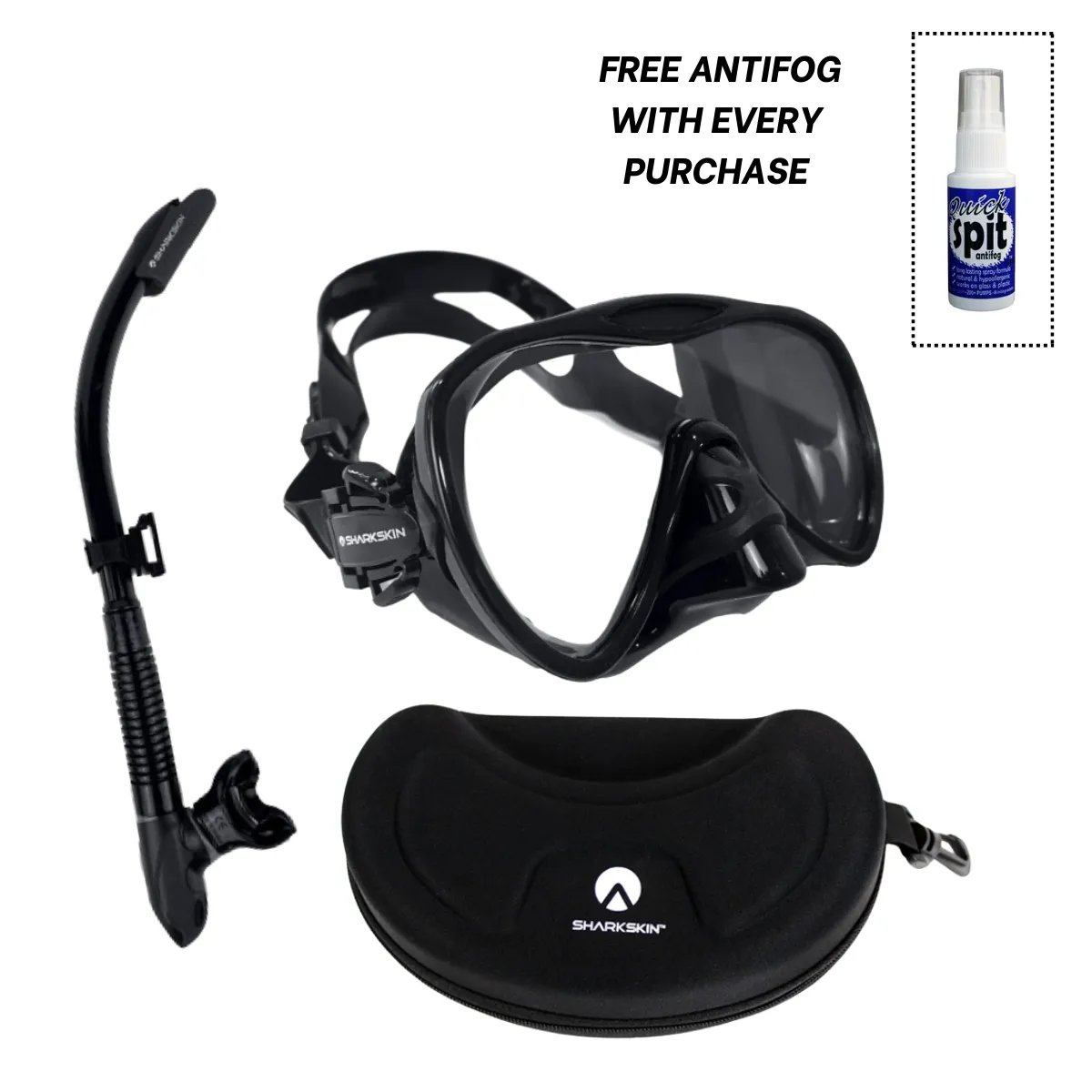 Sharkskin SoftSeal Plus Mask & Sharkskin EasyClear Splash Guard Snorkel With Free Anti-fog