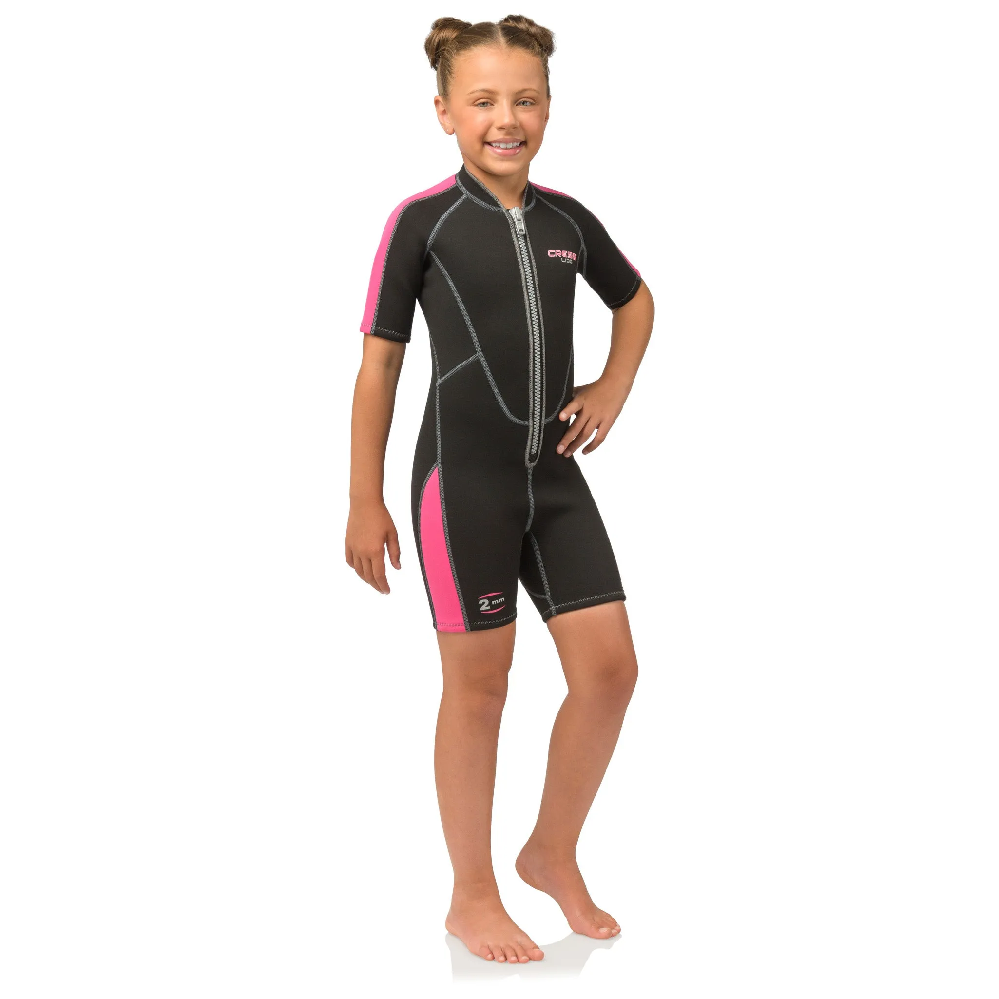 Used Cressi 2mm Girl Lido Short Scuba Diving Wetsuit - Black/Pink - X-Small