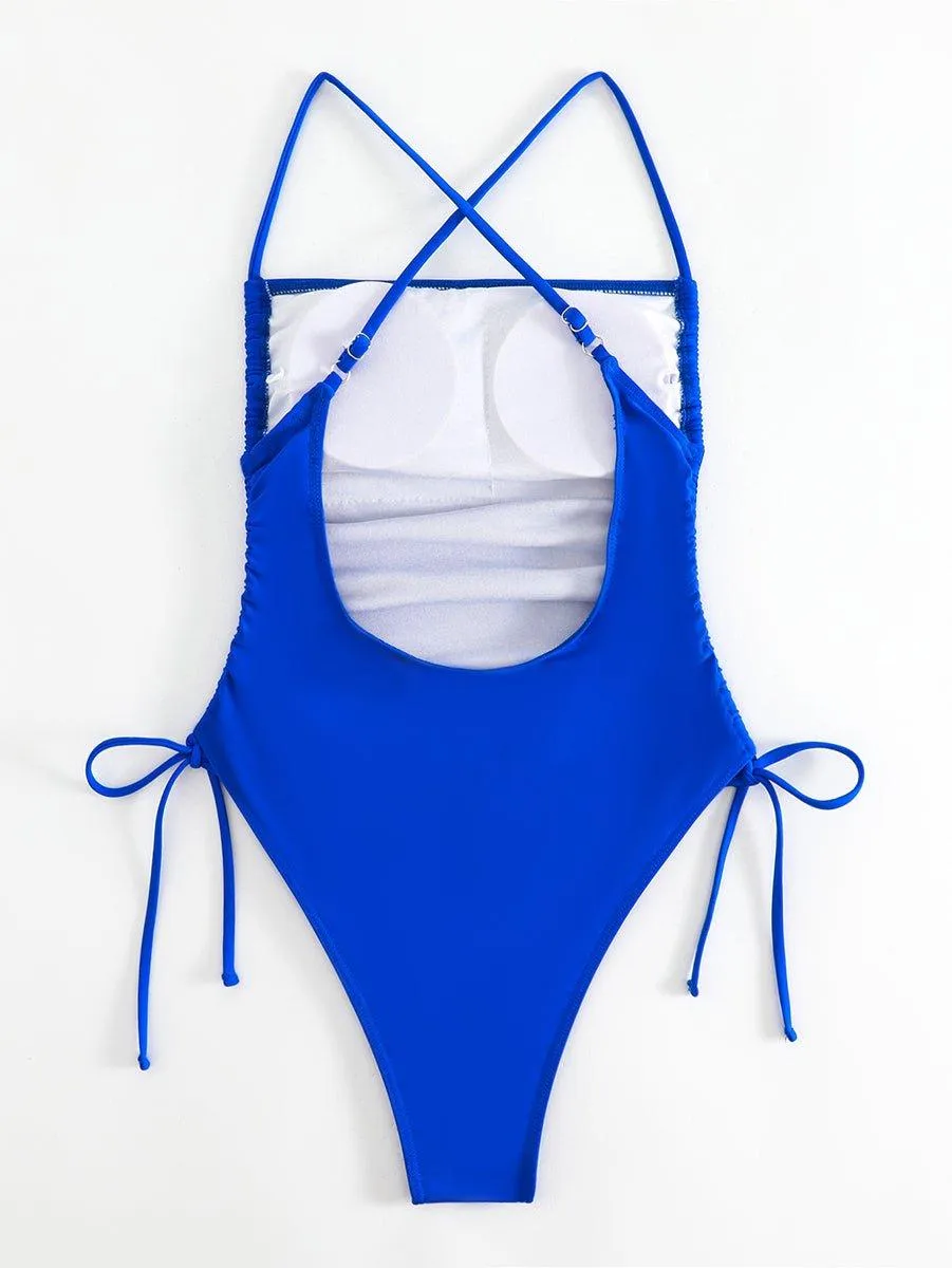 Women's Royal Blue One-Piece Swimsuit - GFIT, Sexy High-Cut Beachwear